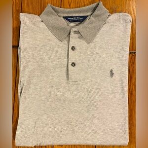 EUC POLO Golf by Ralph Lauren, polo shirt, size large, grey herringbone pattern